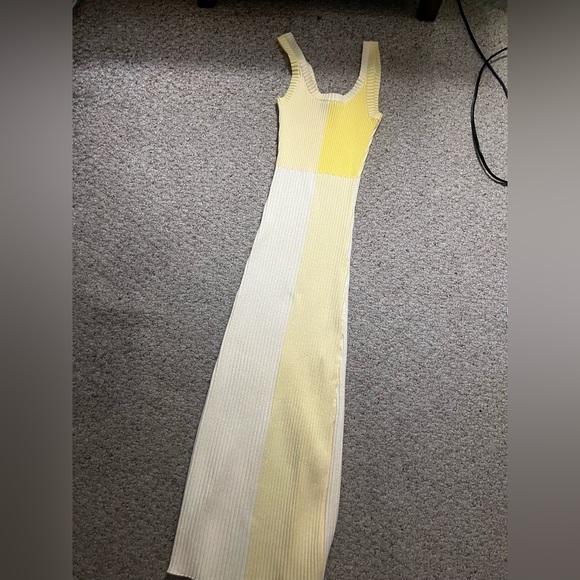 Lulu's Yellow and Cream Color Block Maxi Dress - Picture 1 of 6